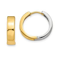 10K Two-Tone Gold Hinged Hoop Earrings - Polished Finish