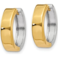 10K Two-Tone Gold Hinged Hoop Earrings - Polished Finish