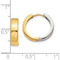 10K Two-Tone Gold Hinged Hoop Earrings - Polished Finish