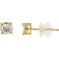 10K Two-Tone Gold Illusion Set Stud Earrings with Round Cut Diamonds - 1.0 Carat Total Diamond Weight