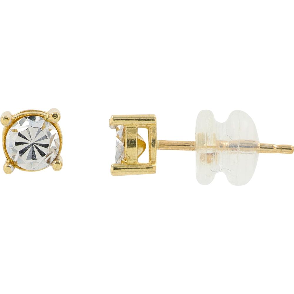 10K Two-Tone Gold Illusion Set Stud Earrings with Round Cut Diamonds - 1.0 Carat Total Diamond Weight