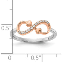 10K Two-Tone Gold Infinity Heart Diamond Ring with Pave Set Round Diamonds - 0.20 Carat Total Diamond Weight by 0