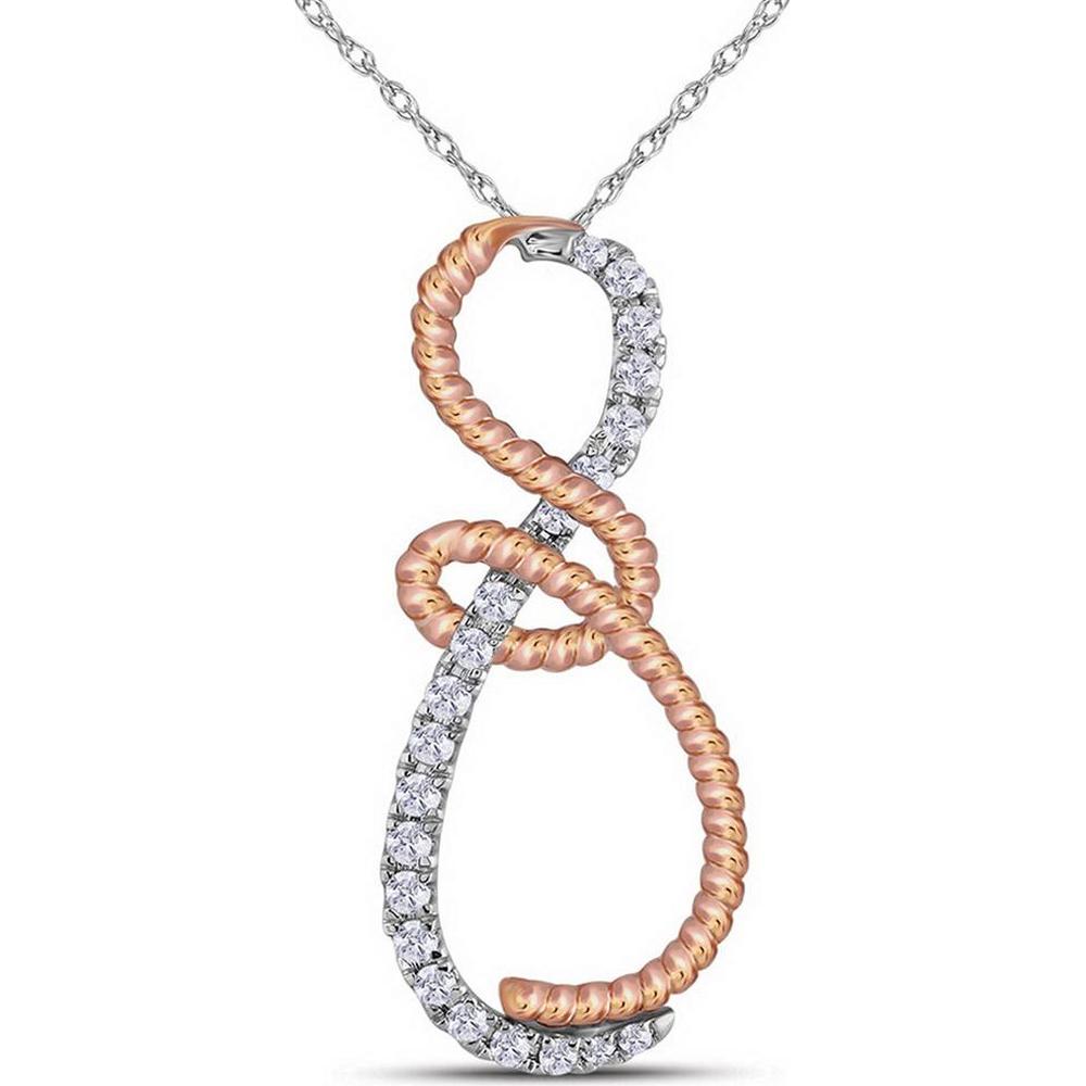 10K Two-Tone Gold Infinity Pendant with Prong-Set Round Diamonds - 0.25 Carat Total Diamond Weight