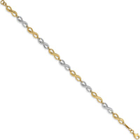10K Two-Tone Gold Infinity Symbol Bracelet with Diamond-Cut Texture - 7.5in Length