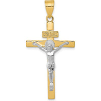 10K Two-Tone Gold INRI Crucifix Pendant - Faith Jewelry Necklace