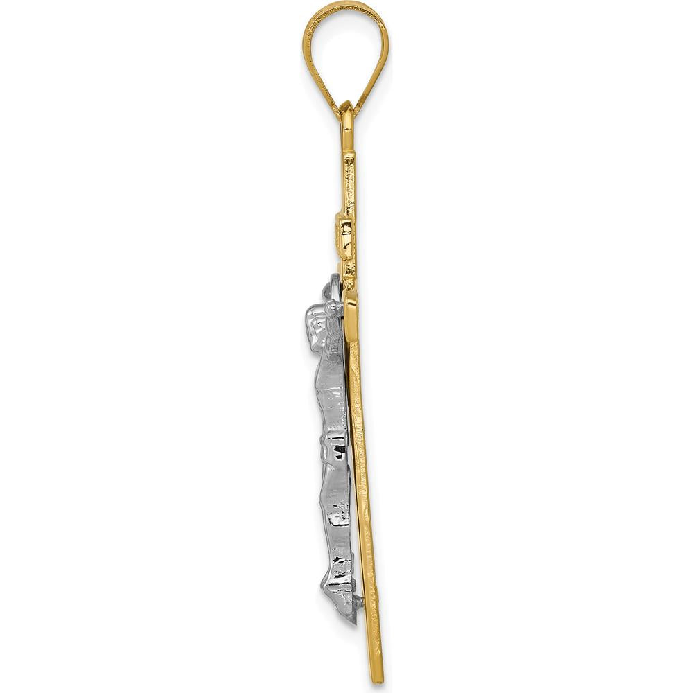 10K Two-Tone Gold INRI Crucifix Pendant - Faith Jewelry Necklace