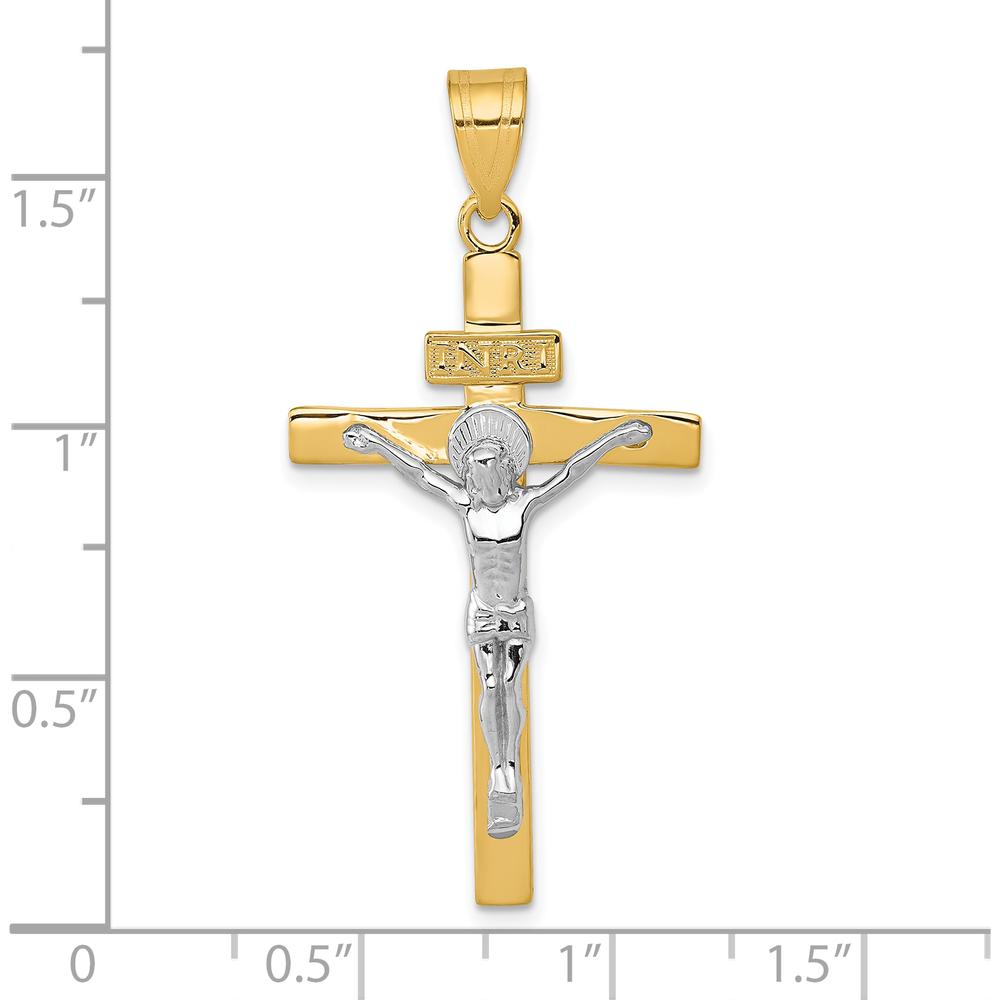 10K Two-Tone Gold INRI Crucifix Pendant - Faith Jewelry Necklace