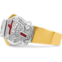 10K Two-Tone Gold Knights Templar Masonic Ring with Round Diamond Center