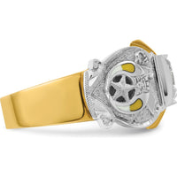 10K Two-Tone Gold Knights Templar Masonic Ring with Round Diamond Center
