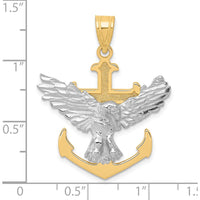 10K Two-Tone Gold Mariners Cross Pendant with Eagle - Polished Finish