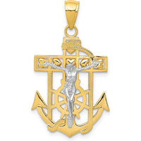10K Two-Tone Gold Mariner's Crucifix Pendant with Polished Finish