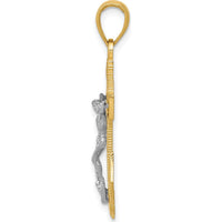 10K Two-Tone Gold Mariner's Crucifix Pendant with Polished Finish