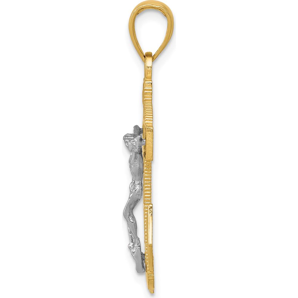 10K Two-Tone Gold Mariner's Crucifix Pendant with Polished Finish