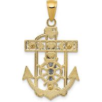 10K Two-Tone Gold Mariner's Crucifix Pendant with Polished Finish