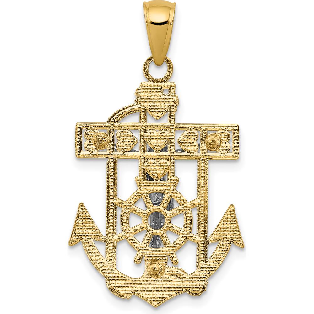 10K Two-Tone Gold Mariner's Crucifix Pendant with Polished Finish