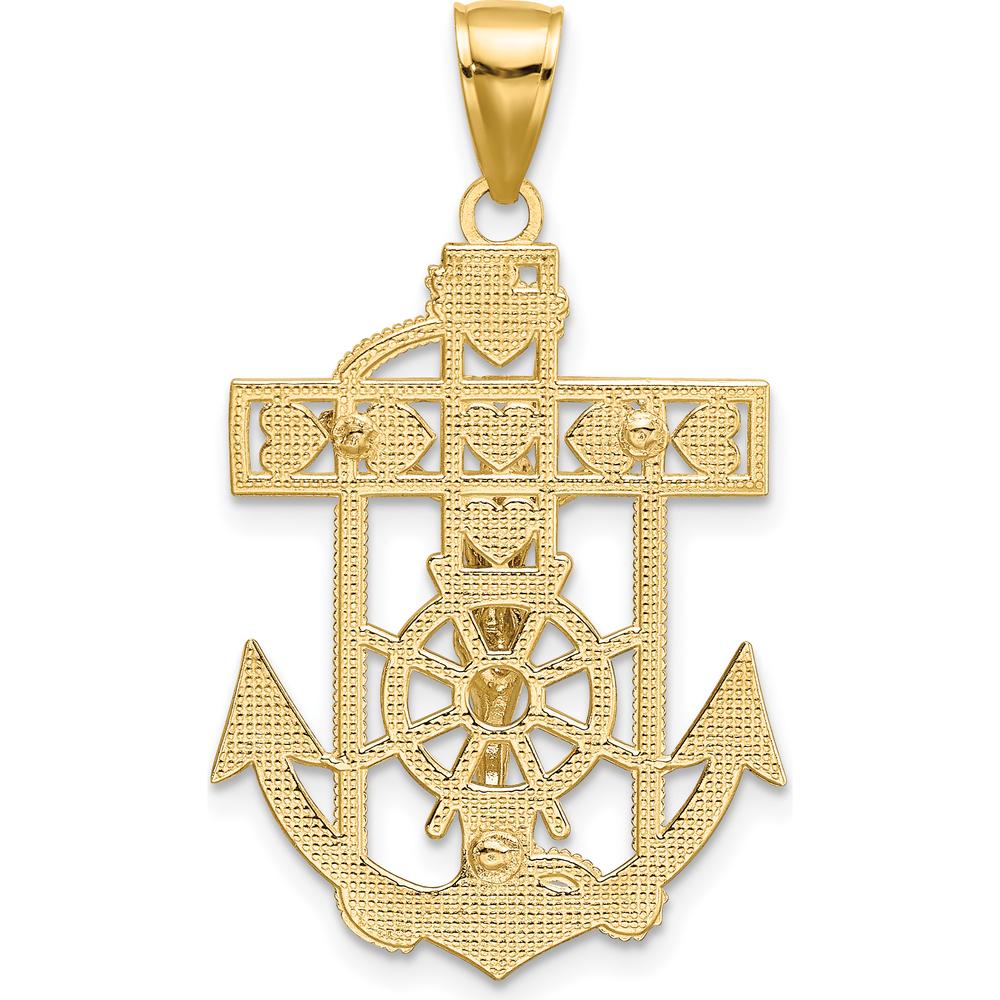 10K Two-Tone Gold Mariner's Crucifix Pendant with Rope Detailing
