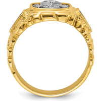 10K Two-Tone Gold Masonic Men's Ring with Round Diamonds - 0.06 Carats Total Diamond Weight by IBGoodman