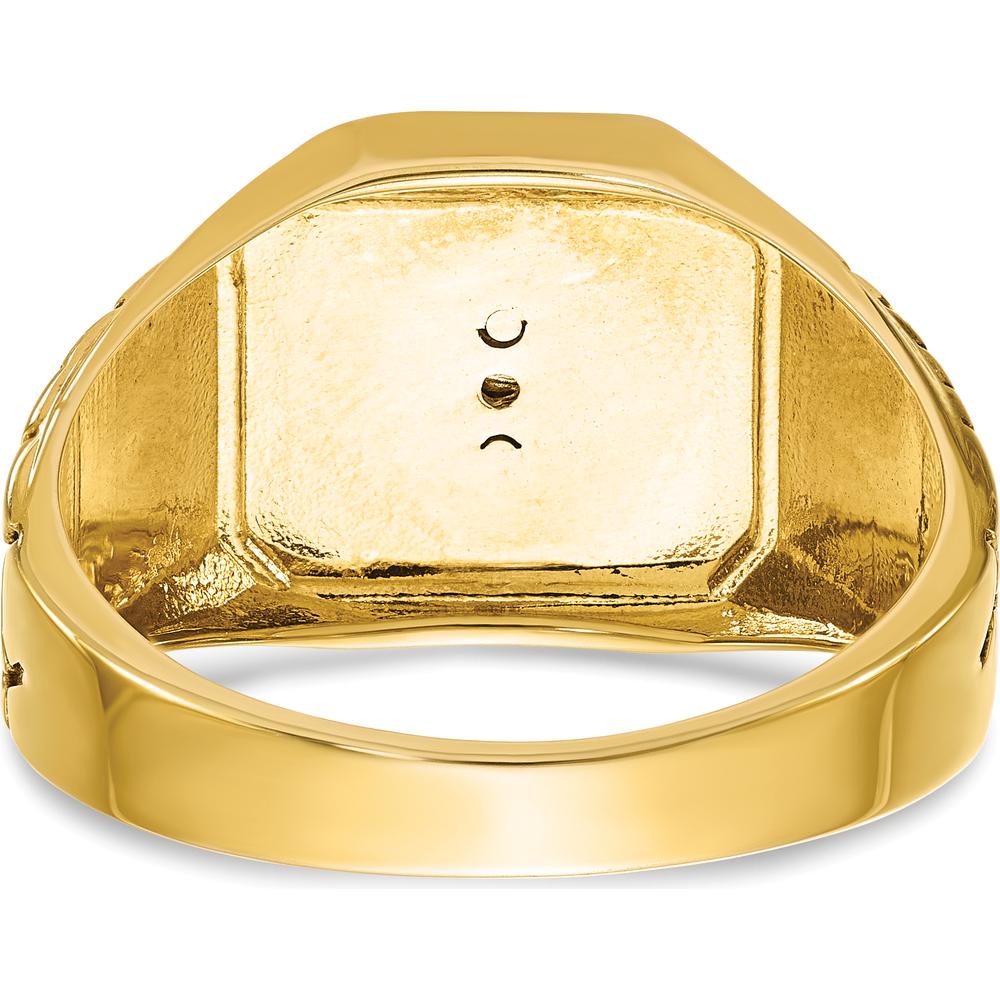 10K Two-Tone Gold Men’s Polished and Textured Masonic Ring with Round Diamonds - 0.06 Carats Total Diamond Weight by IBGoodman