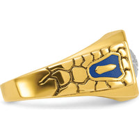 10K Two-Tone Gold Men’s Polished and Textured Masonic Ring with Round Diamonds - 0.06 Carats Total Diamond Weight by IBGoodman