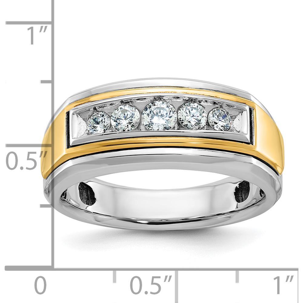 10K Two-Tone Gold Men's 5-Stone Diamond Ring - 1/2 Carats Total Diamond Weight by IBGoodman