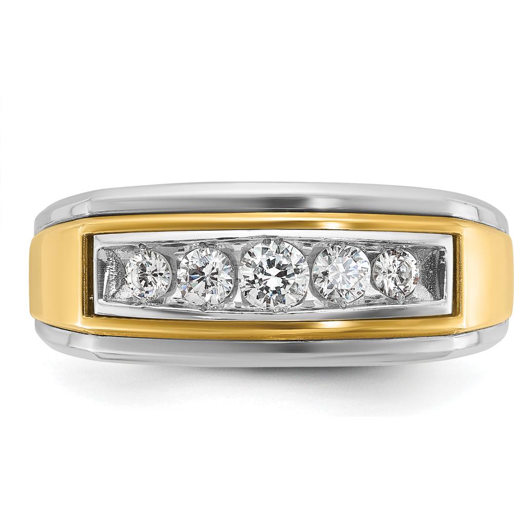 10K Two-Tone Gold Men's 5-Stone Diamond Ring - 1/2 Carats Total Diamond Weight by IBGoodman