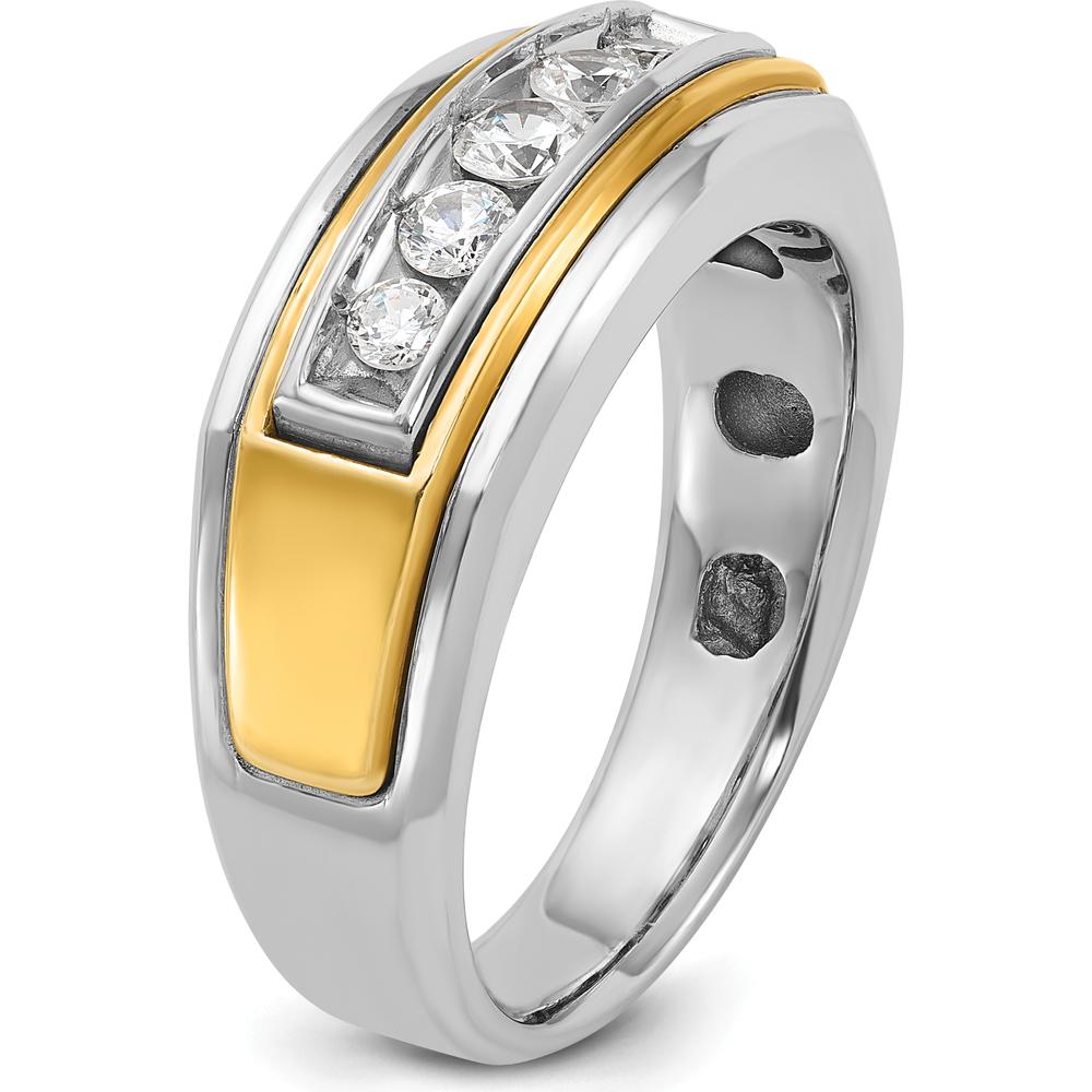 10K Two-Tone Gold Men's 5-Stone Diamond Ring - 1/2 Carats Total Diamond Weight by IBGoodman