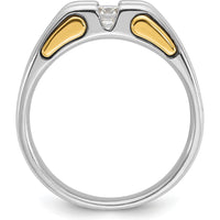 10K Two-Tone Gold Men's Band Ring with Polished Finish by IBGoodman