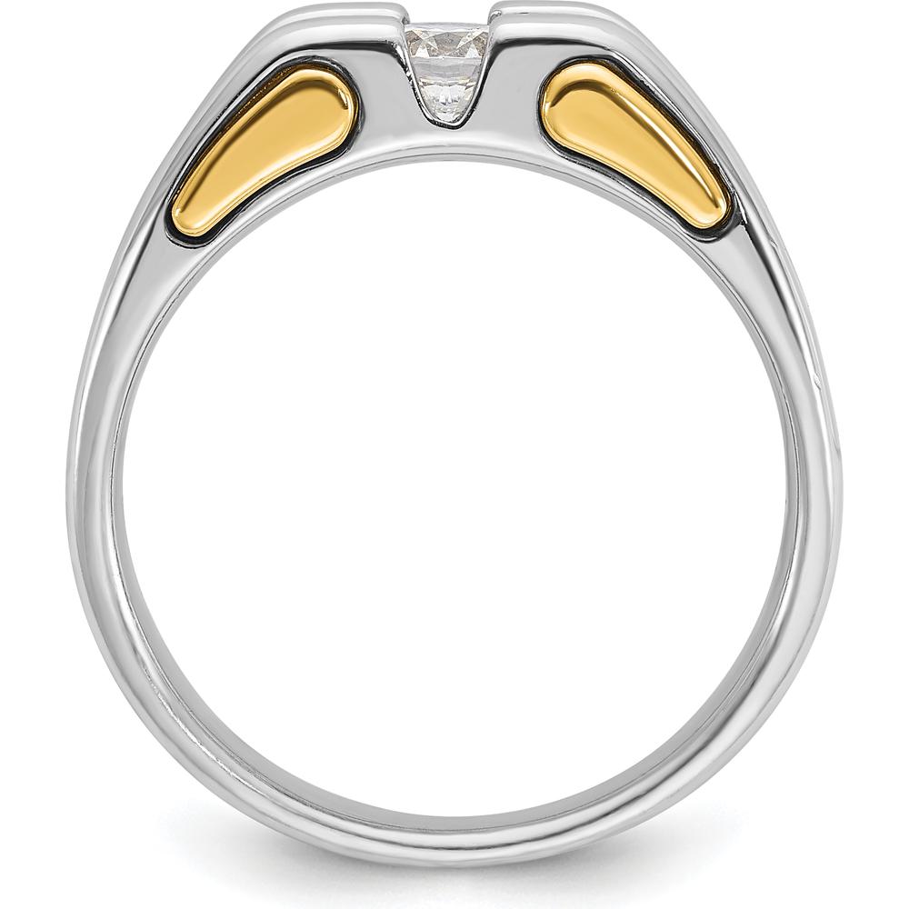 10K Two-Tone Gold Men's Band Ring with Polished Finish by IBGoodman