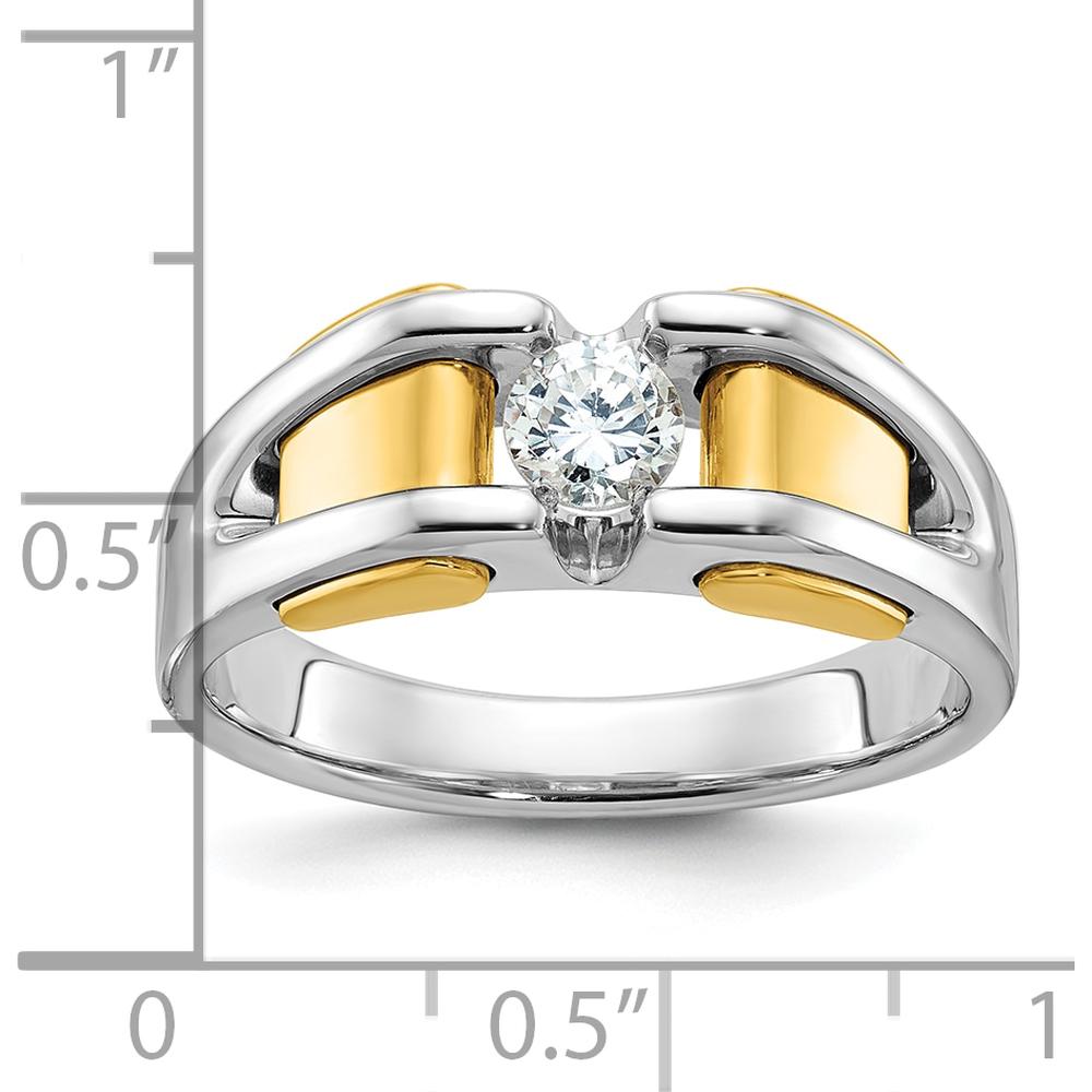 10K Two-Tone Gold Men's Band Ring with Polished Finish by IBGoodman