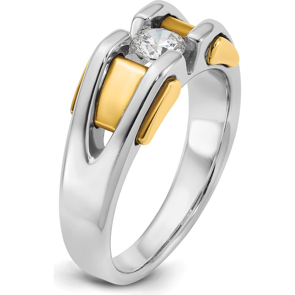 10K Two-Tone Gold Men's Band Ring with Polished Finish by IBGoodman