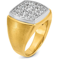 10K Two-Tone Gold Men's Diamond Cluster Ring - 1 5/8 Carats Total Diamond Weight by IBGoodman
