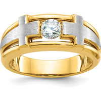 10K Two-Tone Gold Men's Diamond Cross Ring with 0.5 Carat Round Diamond by IBGoodman