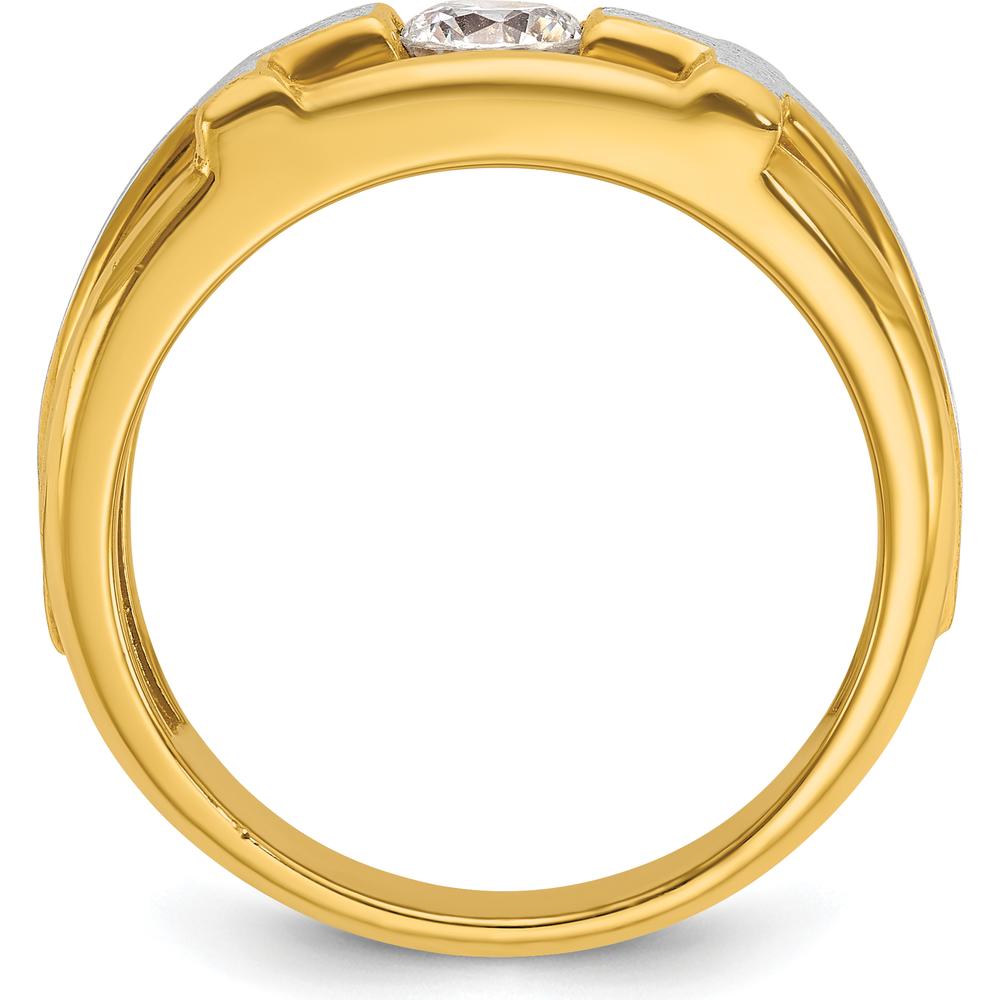 10K Two-Tone Gold Men's Diamond Cross Ring with 0.5 Carat Round Diamond by IBGoodman