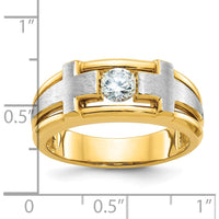 10K Two-Tone Gold Men's Diamond Cross Ring with 0.5 Carat Round Diamond by IBGoodman