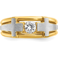 10K Two-Tone Gold Men's Diamond Cross Ring with 0.5 Carat Round Diamond by IBGoodman