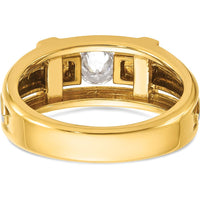 10K Two-Tone Gold Men's Diamond Cross Ring with 0.5 Carat Round Diamond by IBGoodman