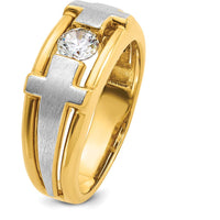 10K Two-Tone Gold Men's Diamond Cross Ring with 0.5 Carat Round Diamond by IBGoodman