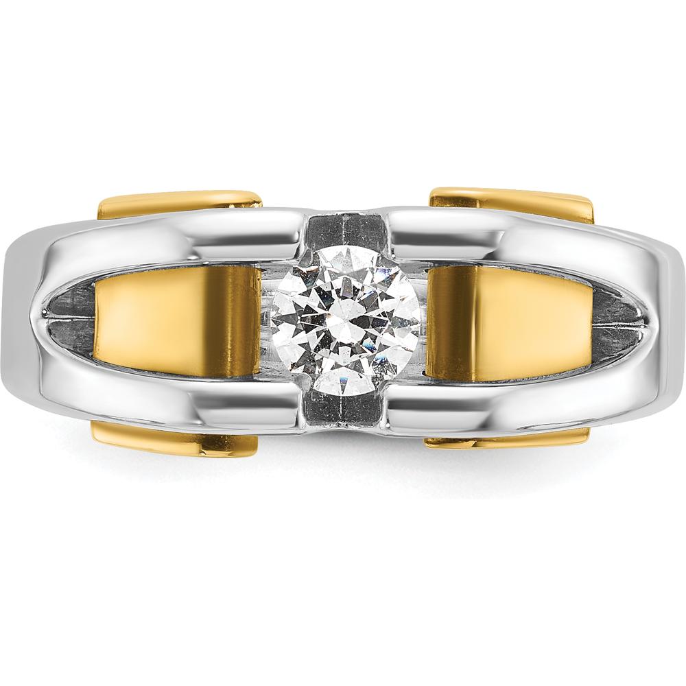10K Two-Tone Gold Men's Diamond Ring - 0.409 Carats Round Diamond by IBGoodman