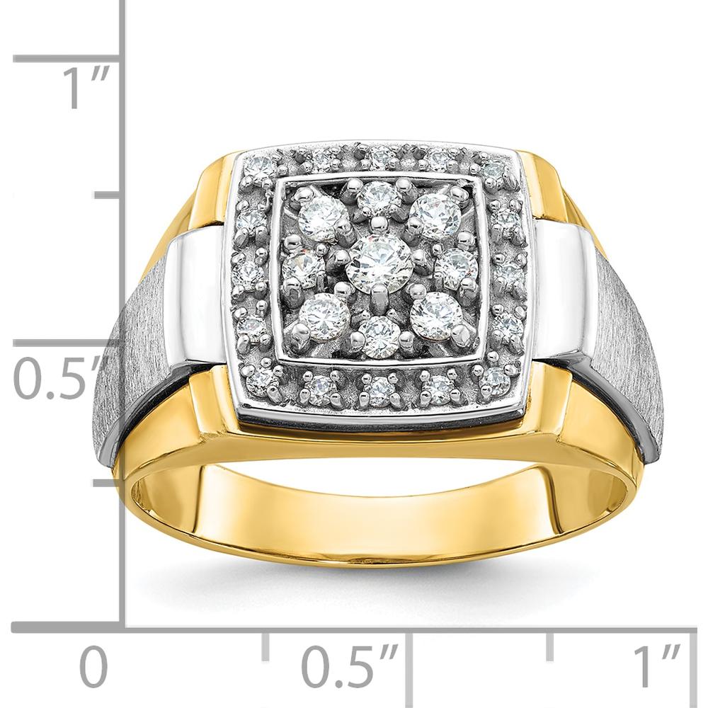 10K Two-Tone Gold Men's Diamond Ring with 1/2 Carat A Quality Diamonds - Polished and Satin Finish by IBGoodman