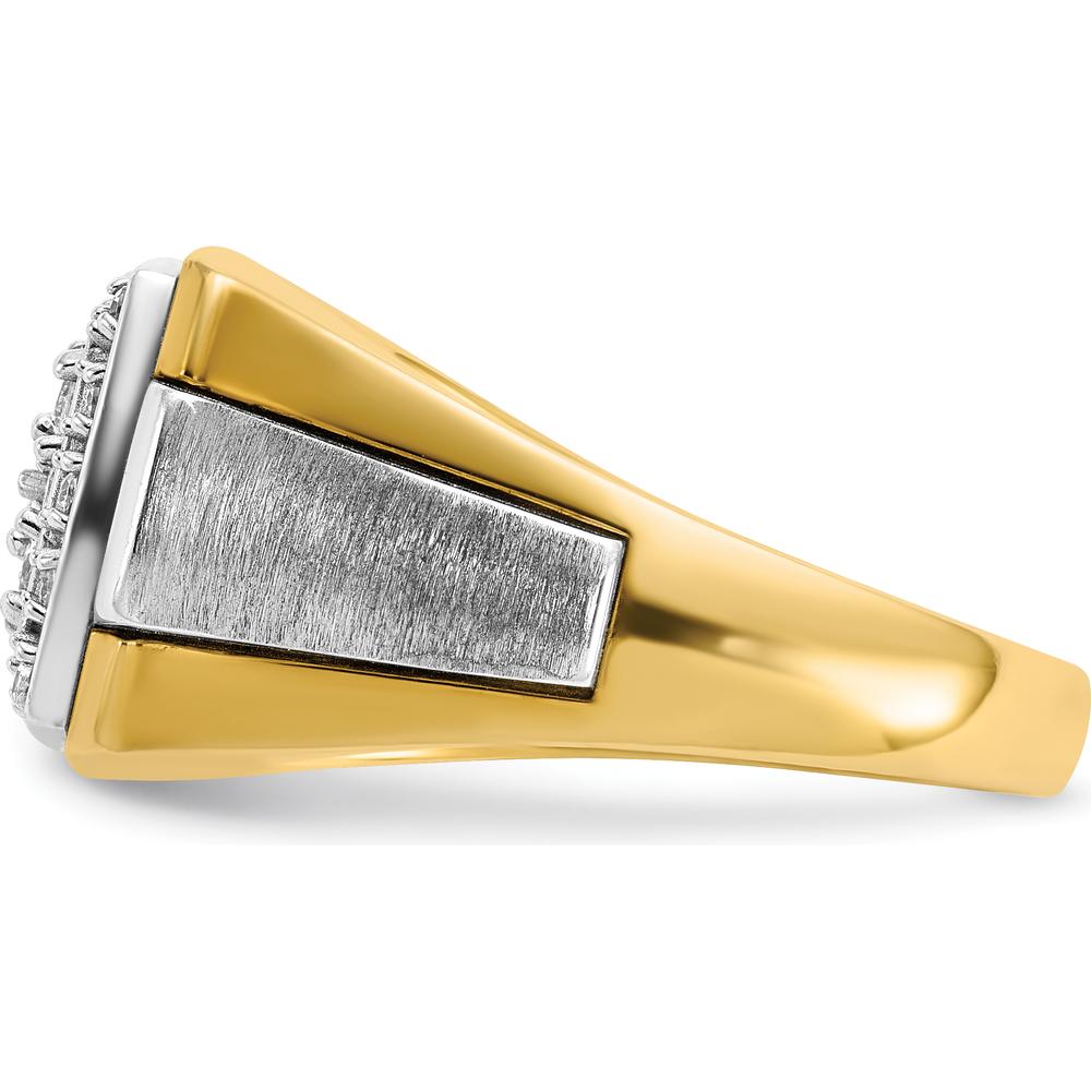 10K Two-Tone Gold Men's Diamond Ring with 1/2 Carat A Quality Diamonds - Polished and Satin Finish by IBGoodman