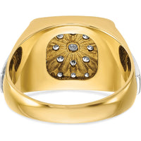10K Two-Tone Gold Men's Diamond Ring with 1/2 Carat A Quality Diamonds - Polished and Satin Finish by IBGoodman