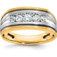 10K Two-Tone Gold Men's Diamond Ring with 5 Round Diamonds - 1/2 Carat Total Weight by IBGoodman