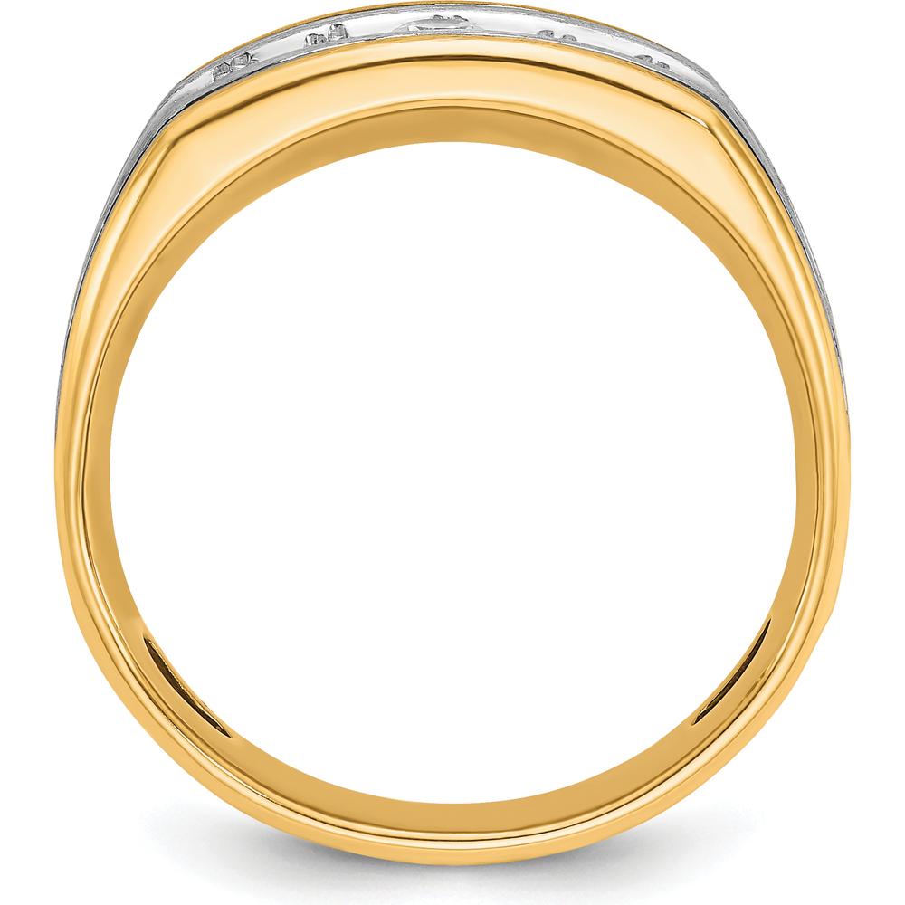 10K Two-Tone Gold Men's Diamond Ring with 5 Round Diamonds - 1/2 Carat Total Weight by IBGoodman