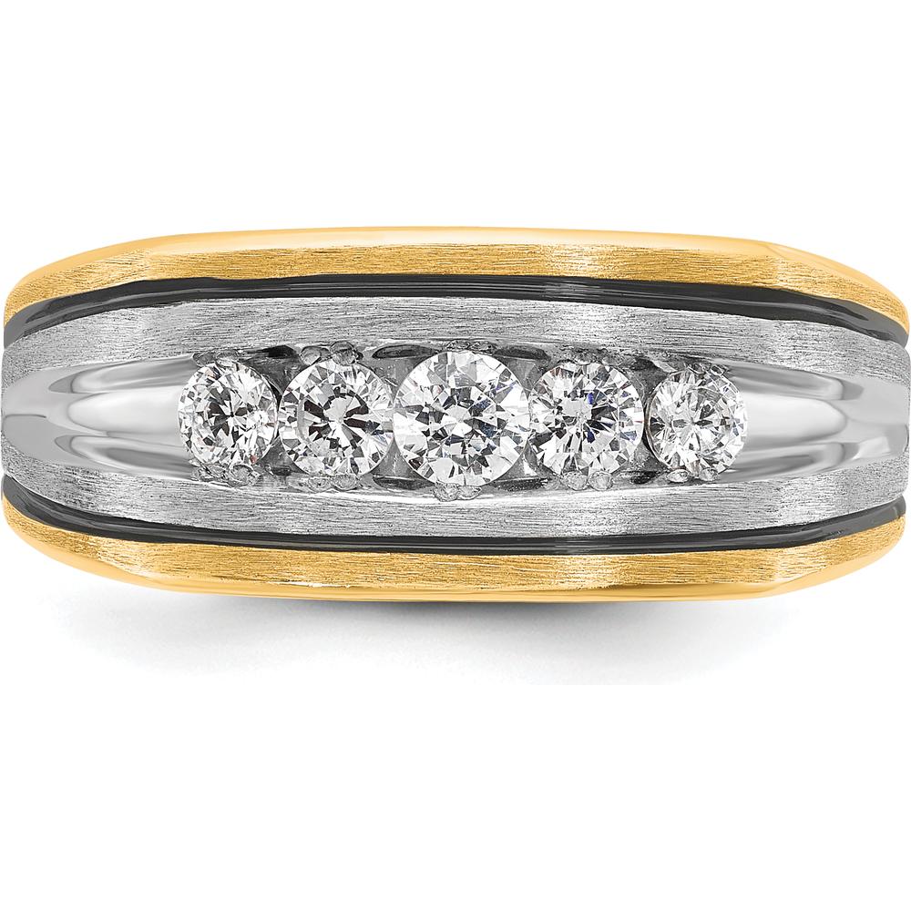 10K Two-Tone Gold Men's Diamond Ring with 5 Round Diamonds - 1/2 Carat Total Weight by IBGoodman