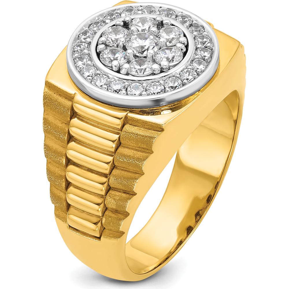 10K Two-Tone Gold Men's Diamond Ring with A-Quality Round Diamonds - 1.00 Carats Total Diamond Weight by IBGoodman