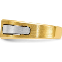 10K Two-Tone Gold Men's Diamond Ring with Polished and Satin Finish - 0.103 Carats Round Diamond by IBGoodman