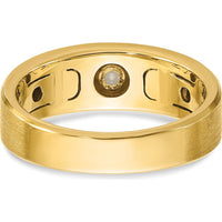 10K Two-Tone Gold Men's Diamond Ring with Polished and Satin Finish - 0.103 Carats Round Diamond by IBGoodman