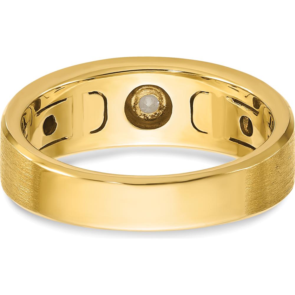 10K Two-Tone Gold Men's Diamond Ring with Polished and Satin Finish - 0.103 Carats Round Diamond by IBGoodman