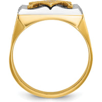 10K Two-Tone Gold Men's Masonic Ring with Blue Enamel Lodge Symbol