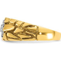 10K Two-Tone Gold Men's Nugget Textured Diamond Cluster Ring - 1/2 Carats Total Diamond Weight by IBGoodman